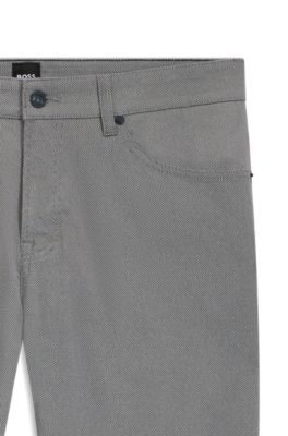 Maine レギュラーフィットパンツ マイクロパターン ストレッチコットン, ダークグレー