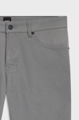 Maine regular-fit trousers in micro-patterned stretch cotton, Dark Grey