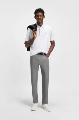 Maine regular-fit trousers in micro-patterned stretch cotton, Dark Grey