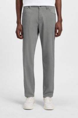 Maine regular-fit trousers in micro-patterned stretch cotton, Dark Grey