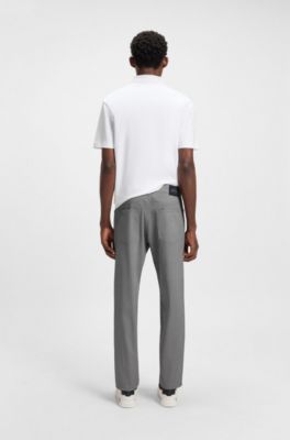 Maine regular-fit trousers in micro-patterned stretch cotton, Dark Grey
