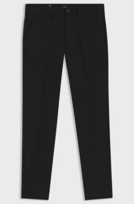 Slim-fit broek in een twill van katoenmix, Zwart