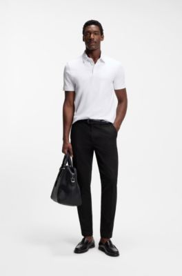 Slim-Fit Hose aus Vier-Wege-Stretch-Gewebe, Schwarz