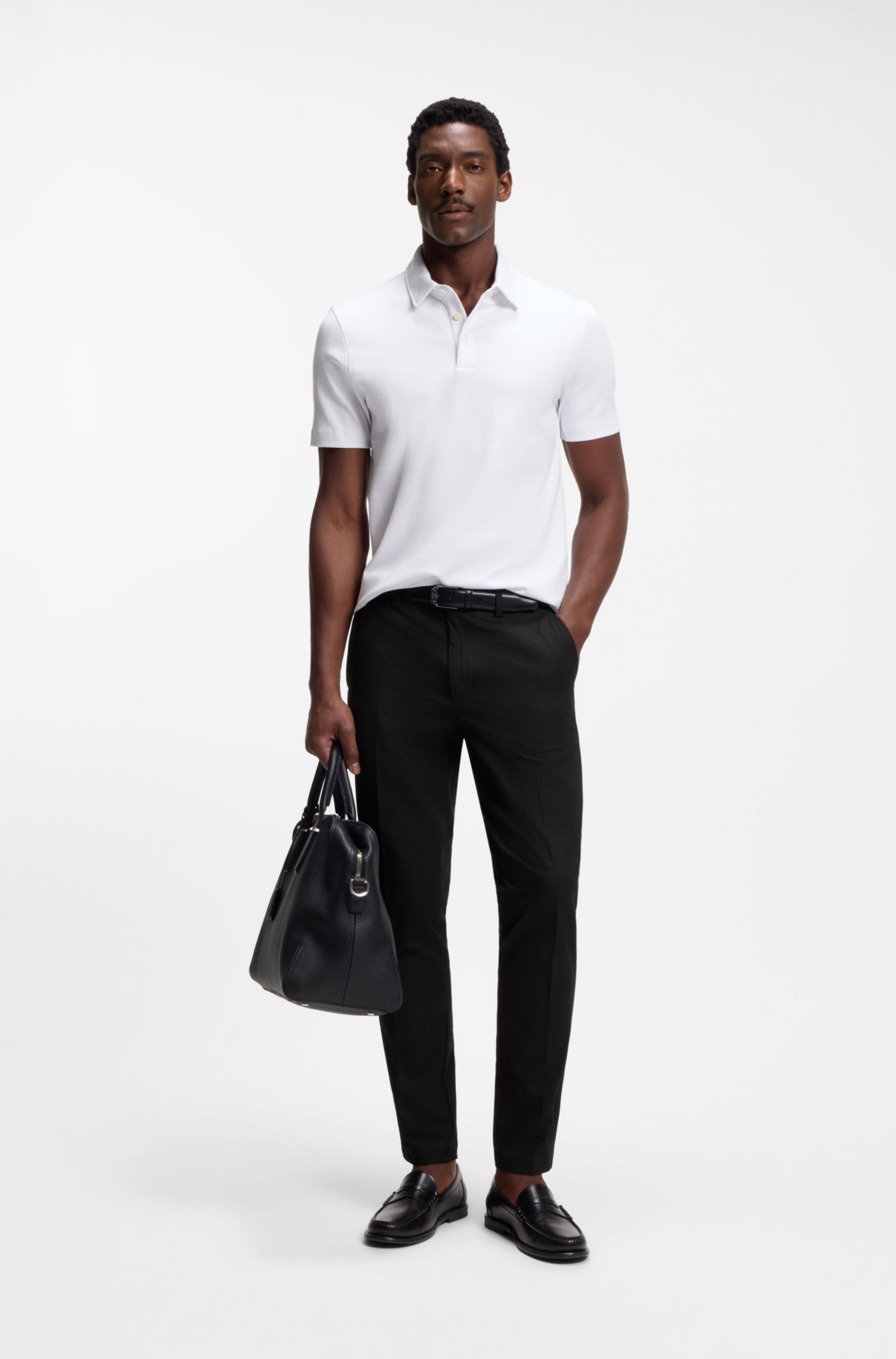 新品【BOSS】 スリムフィット ナイロンパンツ BOSS - スリムフィットパンツ 4WAYストレッチファブリック - ブラック