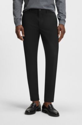 Slim-fit trousers in cotton-blend twill, Black