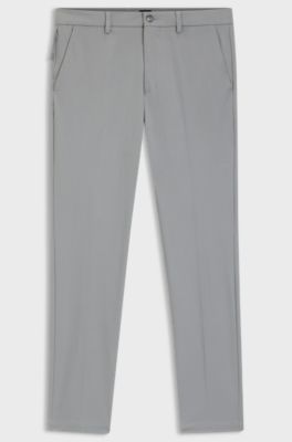 Pantaloni slim fit in misto cotone elasticizzato, Argento