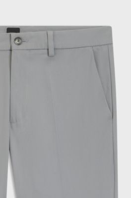 Slim-fit trousers in cotton-blend twill, Silver
