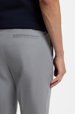 Slim-fit trousers in cotton-blend twill, Silver