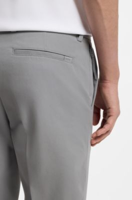 Pantaloni slim fit in misto cotone elasticizzato, Argento