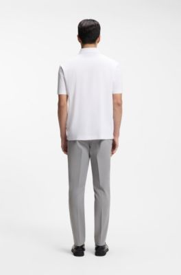 Slim-fit trousers in cotton-blend twill, Silver