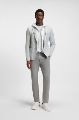 Pantalon Slim en twill de coton m&eacute;lang&eacute;, Gris