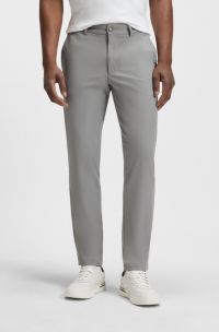 Slim-fit trousers in cotton-blend twill, Grijs