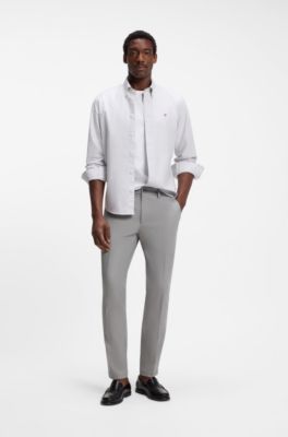 Slim-fit trousers in a stretch-cotton blend, Light Grey