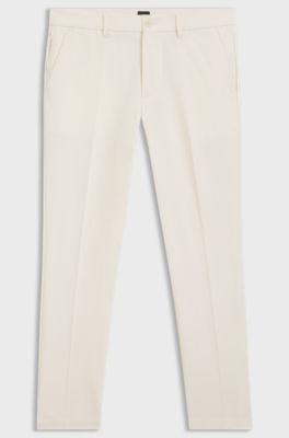 Pantaloni slim fit in misto cotone elasticizzato, Bianco