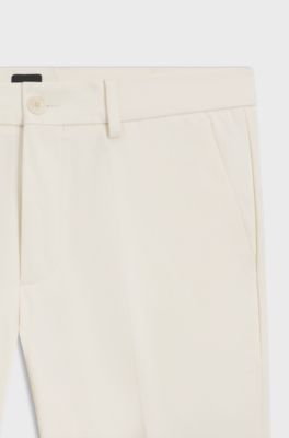 Pantaloni slim fit in misto cotone elasticizzato, Bianco