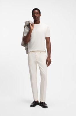 Slim-fit trousers in four-way stretch fabric, Natural