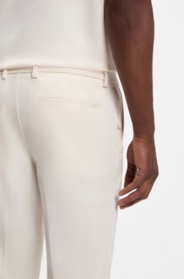 Pantaloni slim fit in misto cotone elasticizzato, Bianco