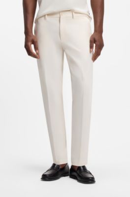 Pantaloni slim fit in misto cotone elasticizzato, Bianco