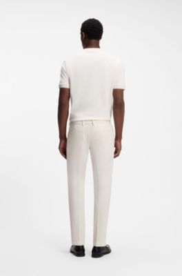 Slim-fit trousers in four-way stretch fabric, Natural