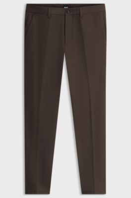 Slim-fit trousers in four-way stretch fabric, Dark Brown