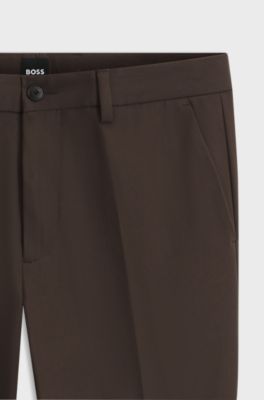 Slim-fit trousers in four-way stretch fabric, Dark Brown