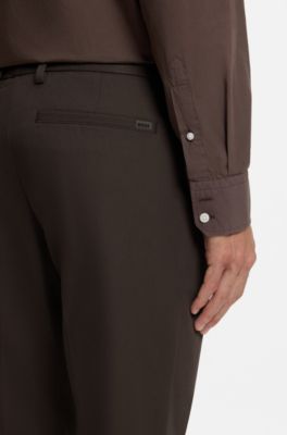 Slim-fit trousers in four-way stretch fabric, Dark Brown