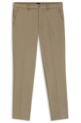 Slim-fit trousers in cotton-blend twill, Light Brown