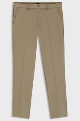 Slim-fit trousers in cotton-blend twill, Light Brown