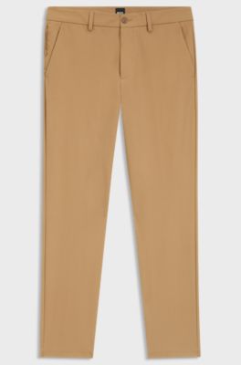 Pantaloni slim fit in misto cotone elasticizzato, Beige