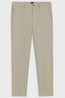 Slim-fit trousers in four-way stretch fabric, Light Beige