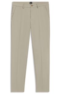 Slim-fit trousers in cotton-blend twill, Light Beige