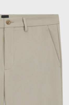Pantalon Slim en twill de coton m&eacute;lang&eacute;, Beige clair