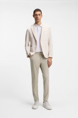 Slim-fit trousers in four-way stretch fabric, Light Beige
