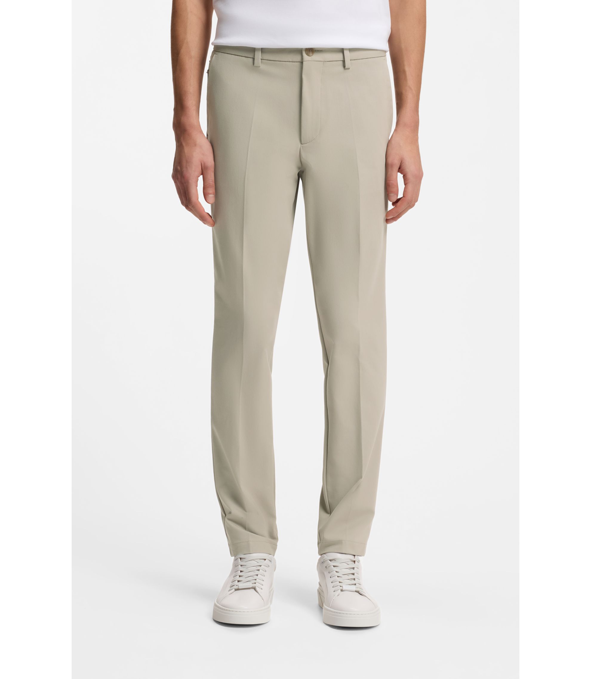 BOSS - スリムフィットパンツ コットンブレンド ツイル - ライトベージュ