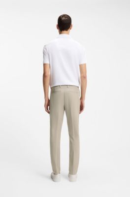 Slim-fit trousers in four-way stretch fabric, Light Beige