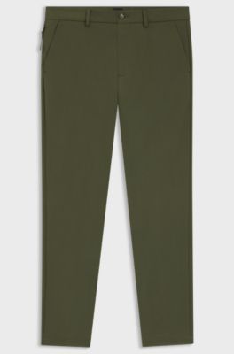 Pantaloni slim fit in misto cotone elasticizzato, Verde scuro