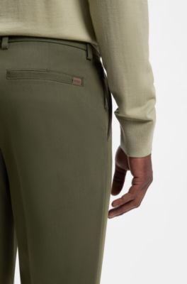 Slim-fit trousers in a stretch-cotton blend, Dark Green