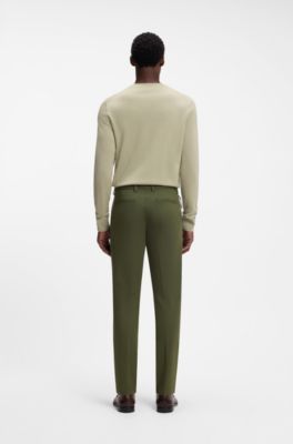 Slim-fit trousers in four-way stretch fabric, Dark Green