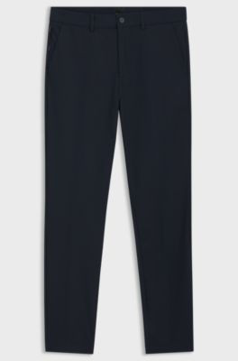 Slim-fit trousers in cotton-blend twill, Dark Blue