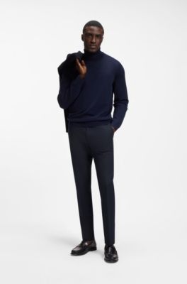Slim-fit trousers in four-way stretch fabric, Dark Blue
