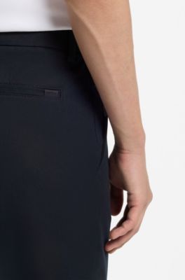 Slim fit-byxor i bomullsblandning med stretch, M&ouml;rkbl&aring;