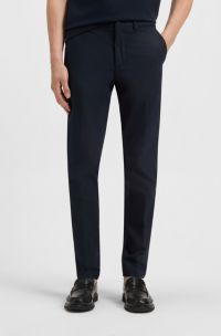 Slim-fit trousers in a stretch-cotton blend, Blu scuro