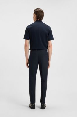Slim-fit trousers in cotton-blend twill, Dark Blue