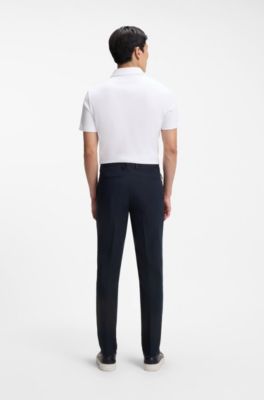 Pantaloni slim fit in misto cotone elasticizzato, Blu scuro