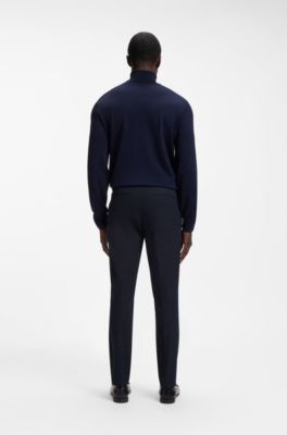 Slim-fit trousers in four-way stretch fabric, Dark Blue