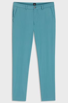 Slim-fit trousers in four-way stretch fabric, Turquoise