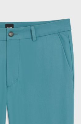 Slim-fit trousers in a stretch-cotton blend, Turquoise