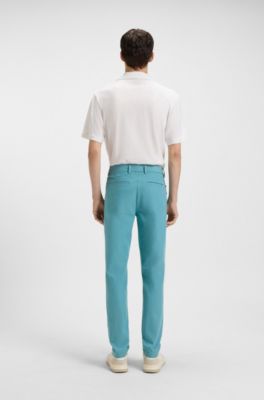 Slim fit-byxor i bomullsblandning med stretch, Turkos