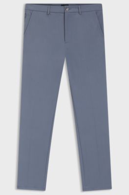 Slim-fit trousers in cotton-blend twill, Blue