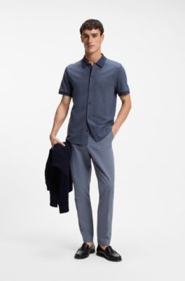 Slim-fit trousers in four-way stretch fabric, Blue